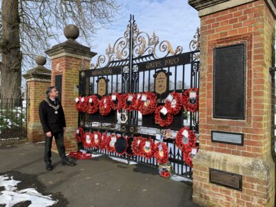 Mayor Keith Scarff reflecting at the Memorial Gates